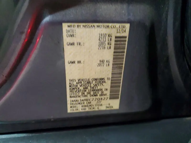 2015 NISSAN ALTIMA 2.5 SV  