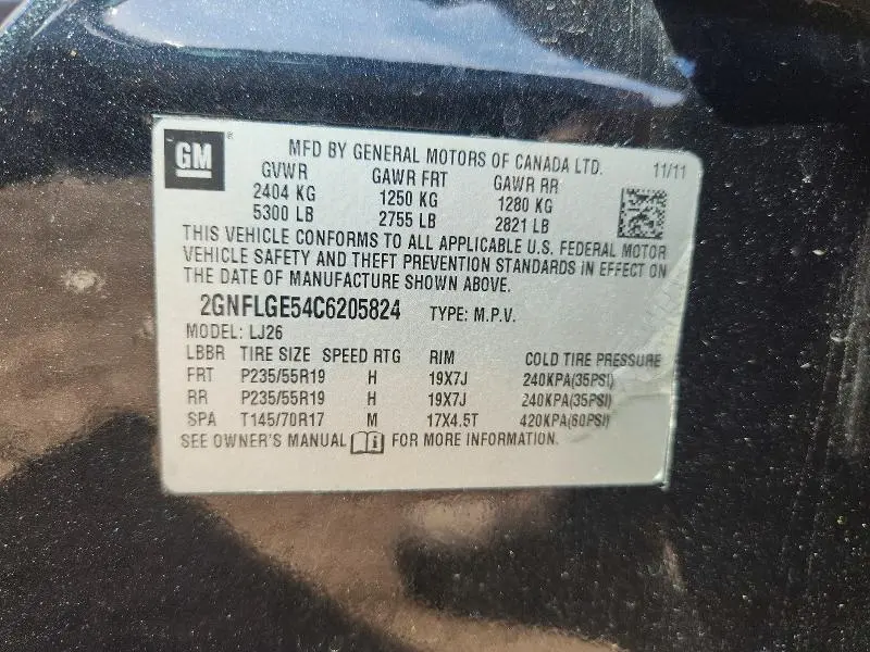 2012 CHEVROLET EQUINOX LTZ  