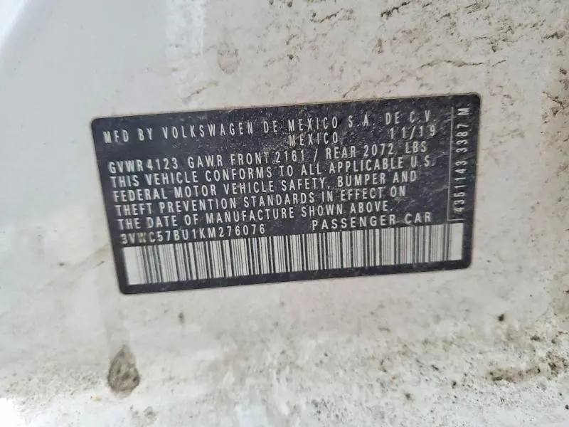 2019 VOLKSWAGEN JETTA S  