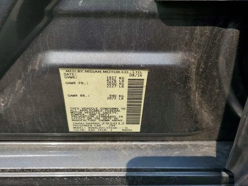 2016 NISSAN ALTIMA 2.5 SR  