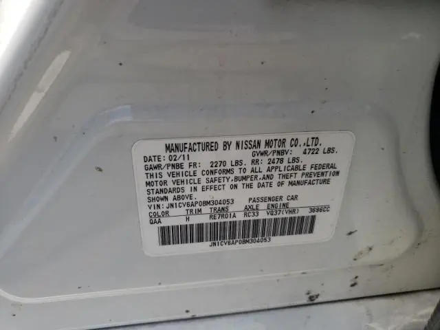 2011 INFINITI G37 BASE  