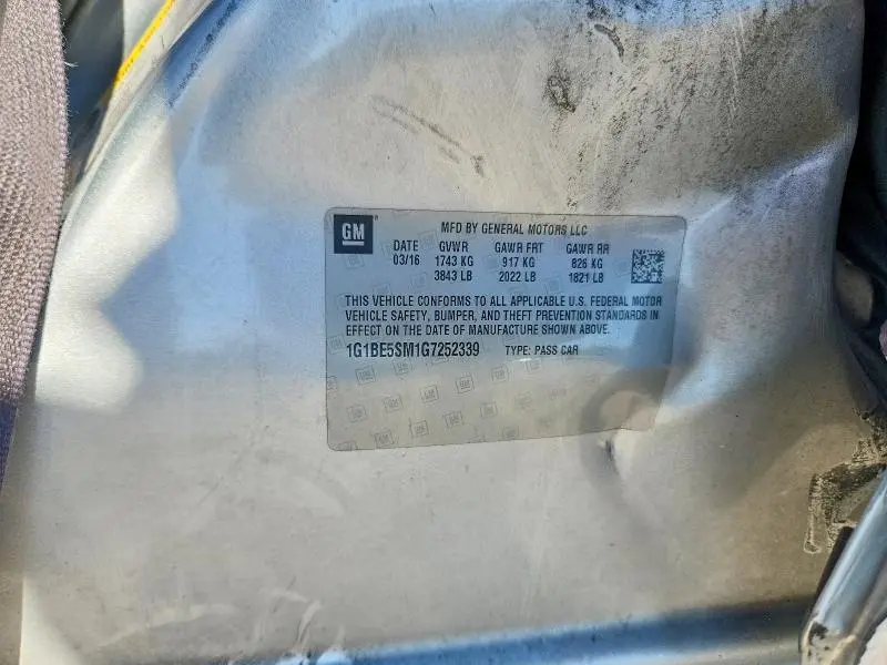 2016 CHEVROLET CRUZE LT  