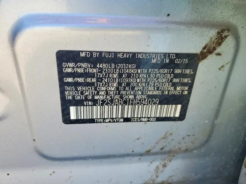 2015 SUBARU FORESTER 2.5I  