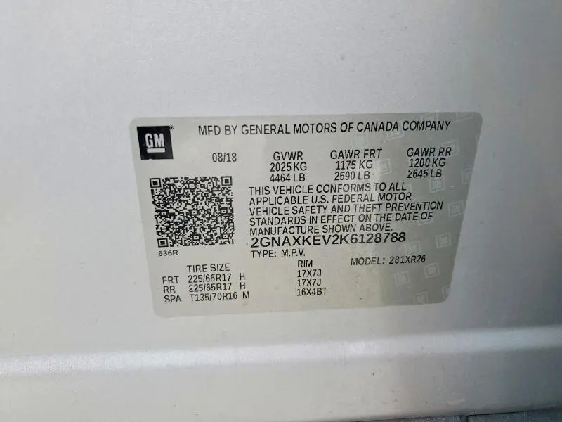 2019 CHEVROLET EQUINOX LT  