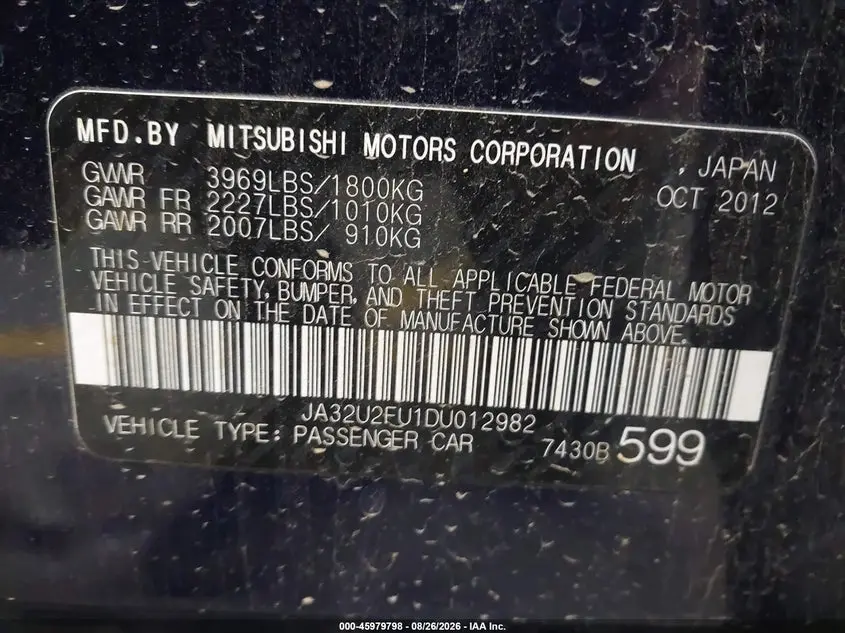 2013 MITSUBISHI LANCER ES