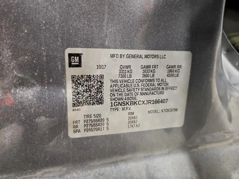 2018 CHEVROLET TAHOE K1500 LT  