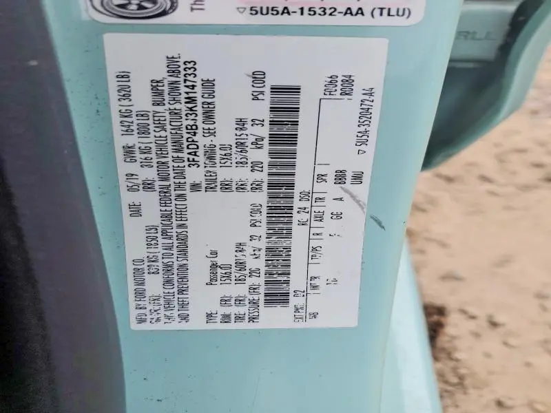 2019 FORD FIESTA SE  