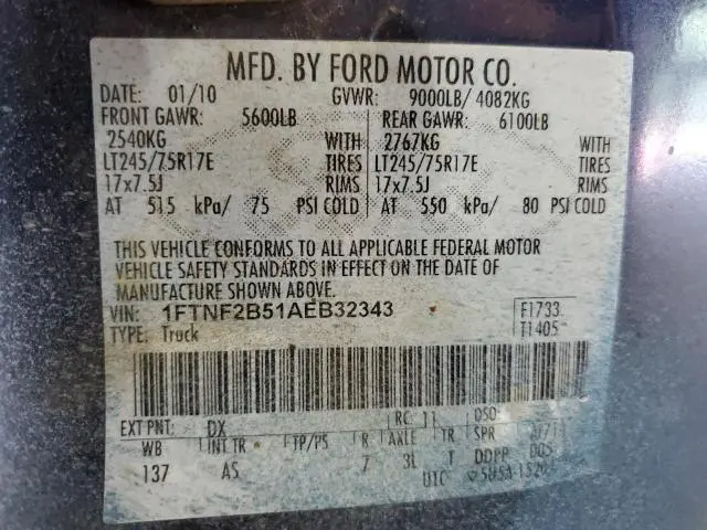 2010 FORD F250 SUPER DUTY  