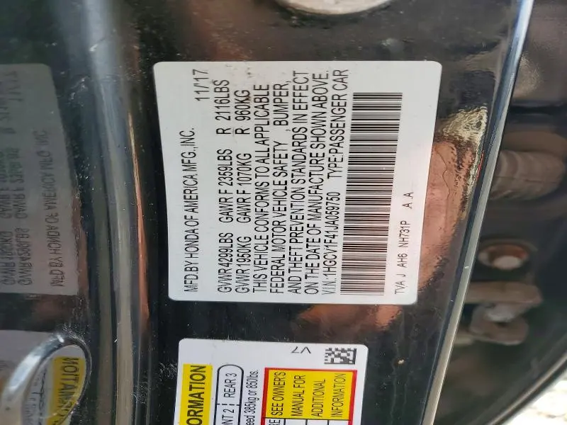 2018 HONDA ACCORD EX  