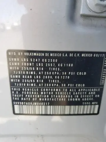 2018 VOLKSWAGEN TIGUAN SE  