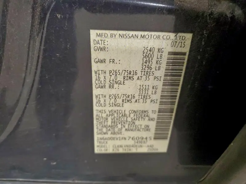 2015 NISSAN FRONTIER S  