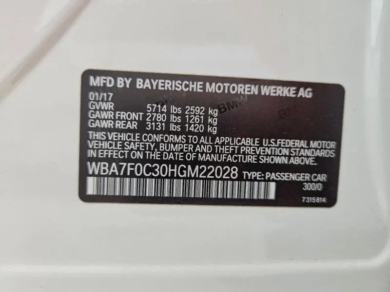 2017 BMW 750 I  