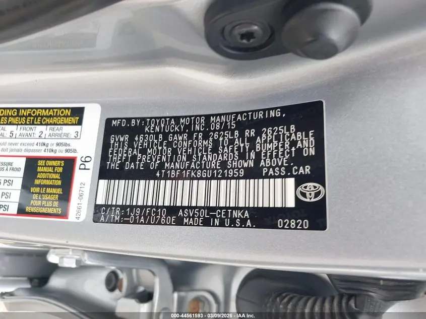 2016 TOYOTA CAMRY LE