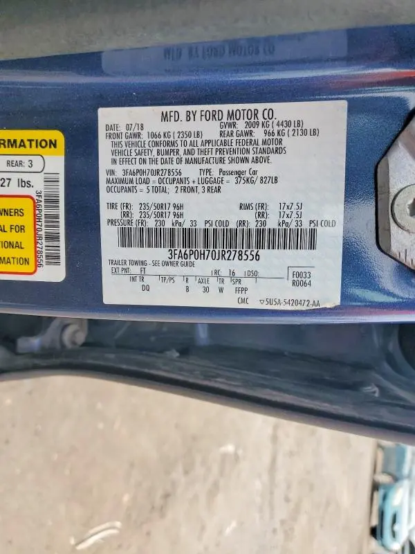 2018 FORD FUSION SE  