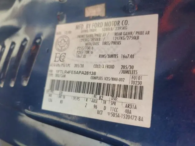 2010 FORD RANGER SUPER CAB  