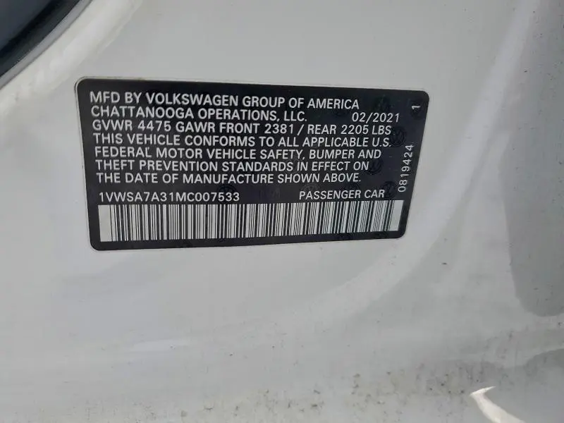 2021 VOLKSWAGEN PASSAT SE  