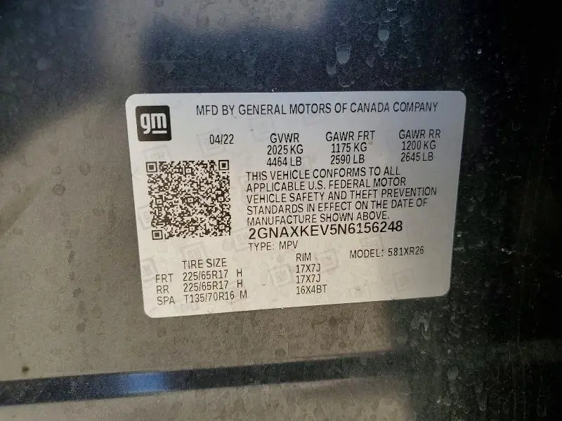 2022 CHEVROLET EQUINOX LT  