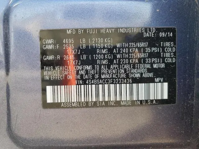 2015 SUBARU OUTBACK 2.5I PREMIUM  