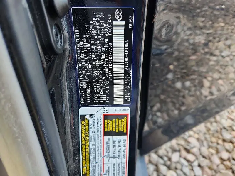 2012 TOYOTA CAMRY LE  