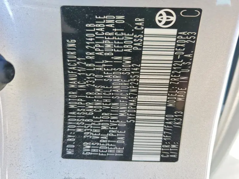 2022 TOYOTA COROLLA L  