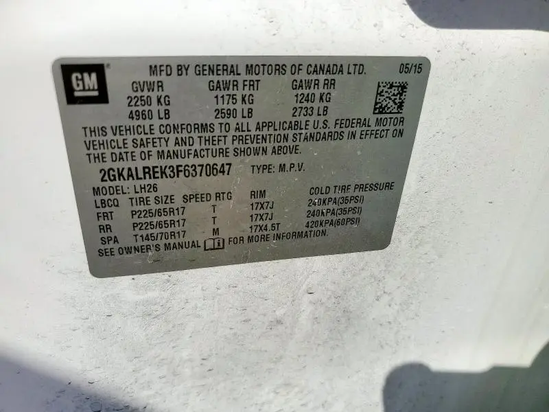 2015 GMC TERRAIN SLE  