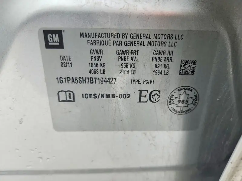 2011 CHEVROLET CRUZE LS  