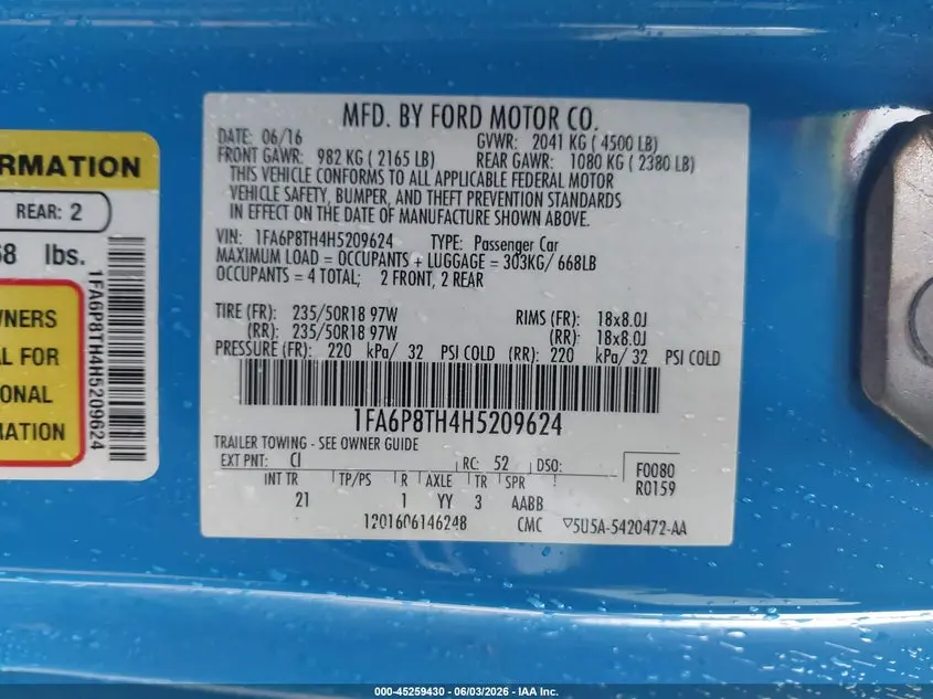 2017 FORD MUSTANG ECOBOOST