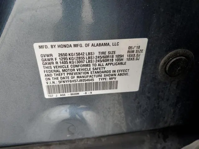 2018 HONDA PILOT EXL  