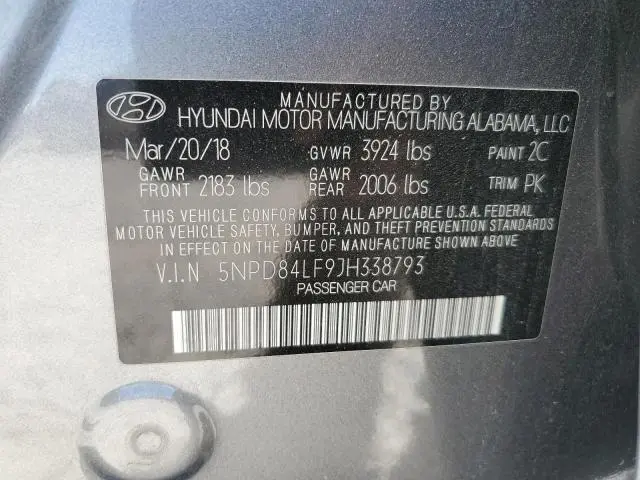 2018 HYUNDAI ELANTRA SEL  
