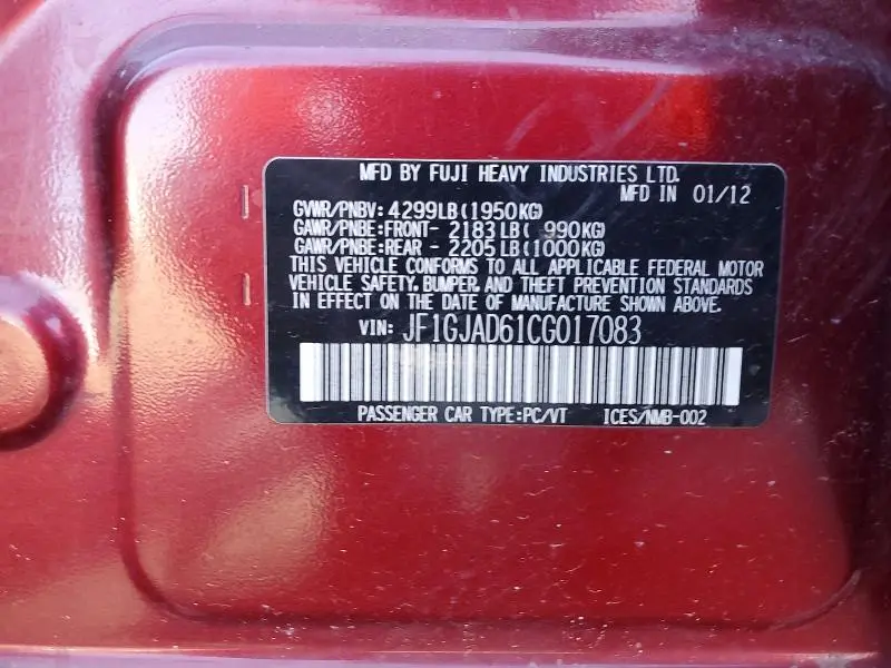 2012 SUBARU IMPREZA PREMIUM  