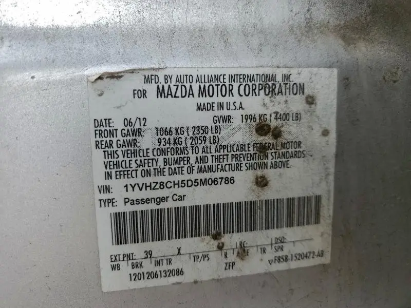 2013 MAZDA 6 GRAND TOURING  