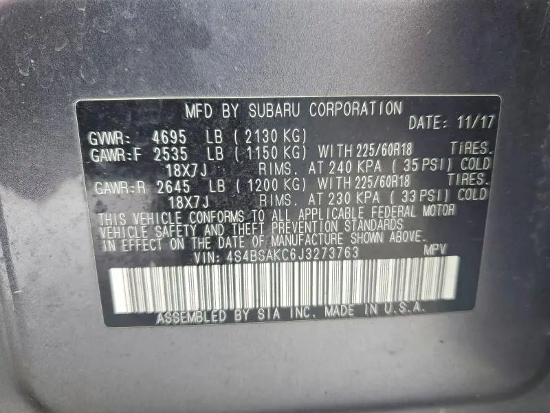 2018 SUBARU OUTBACK 2.5I LIMITED  