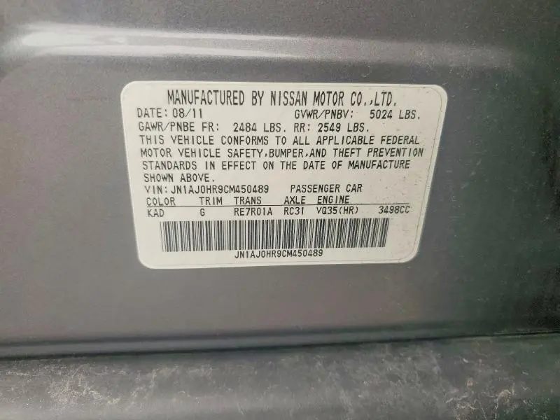 2012 INFINITI EX35 BASE  