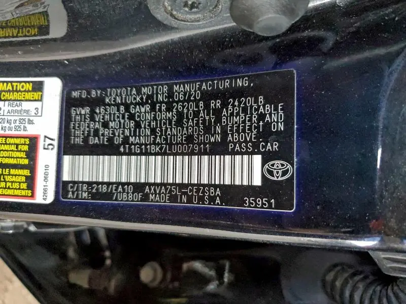 2020 TOYOTA CAMRY SE  