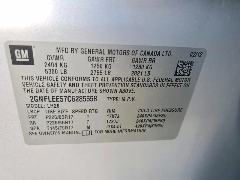 2012 CHEVROLET EQUINOX LT  