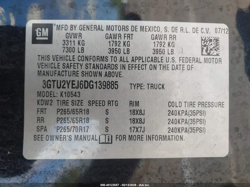 2013 GMC SIERRA 1500 HYBRID 3HB