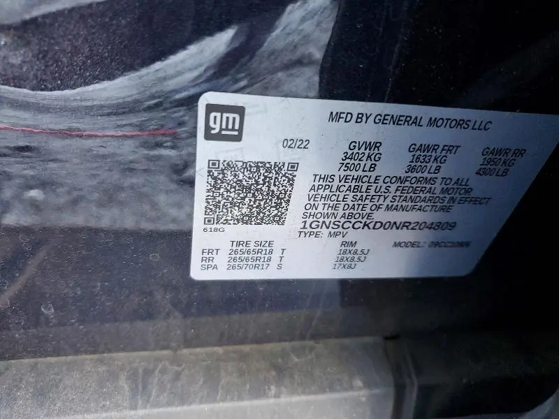 2022 CHEVROLET SUBURBAN C1500 LT  