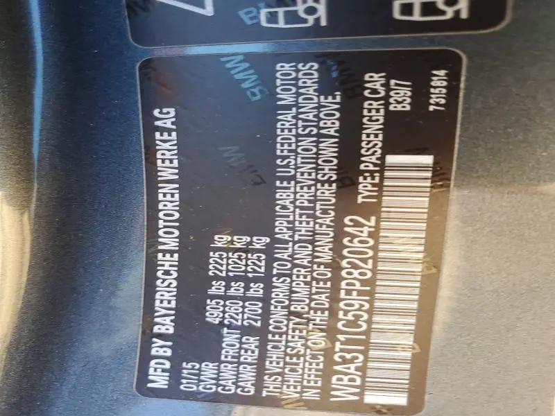 2015 BMW 428 XI SULEV  