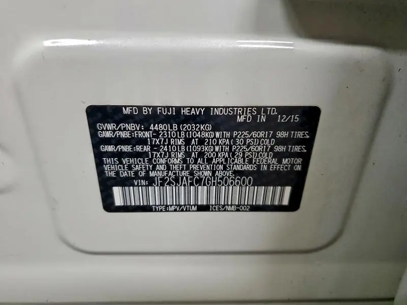 2016 SUBARU FORESTER 2.5I PREMIUM  