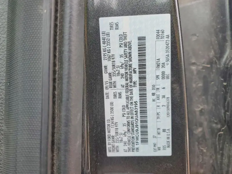2016 FORD ESCAPE TITANIUM  