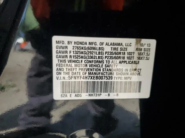 2014 HONDA PILOT EXLN  