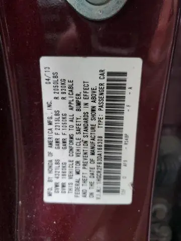 2013 HONDA ACCORD EXL  