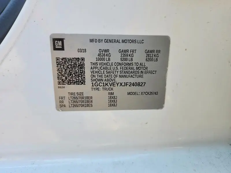 2018 CHEVROLET SILVERADO K2500 HEAVY DUTY LT  