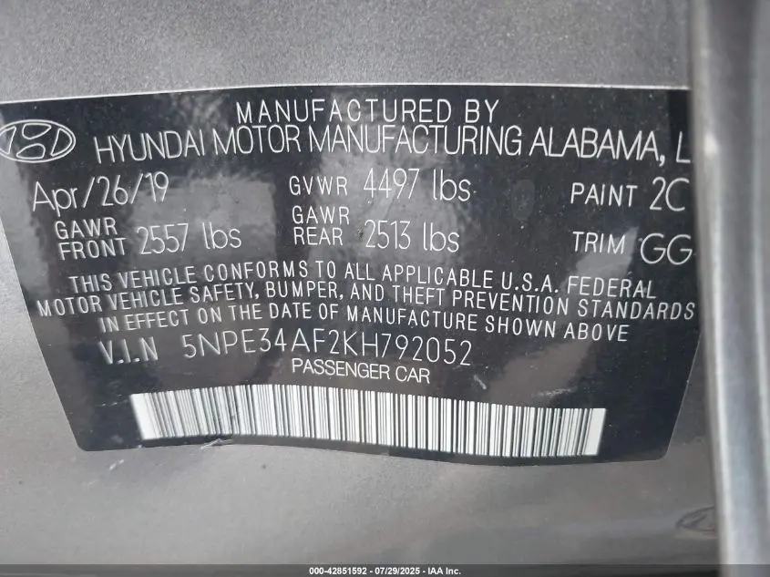 2019 HYUNDAI SONATA LIMITED