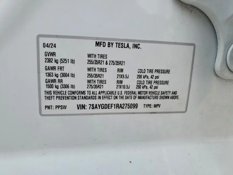 2024 TESLA MODEL Y   