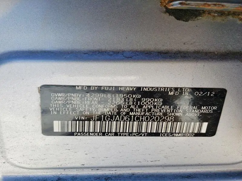 2012 SUBARU IMPREZA PREMIUM  