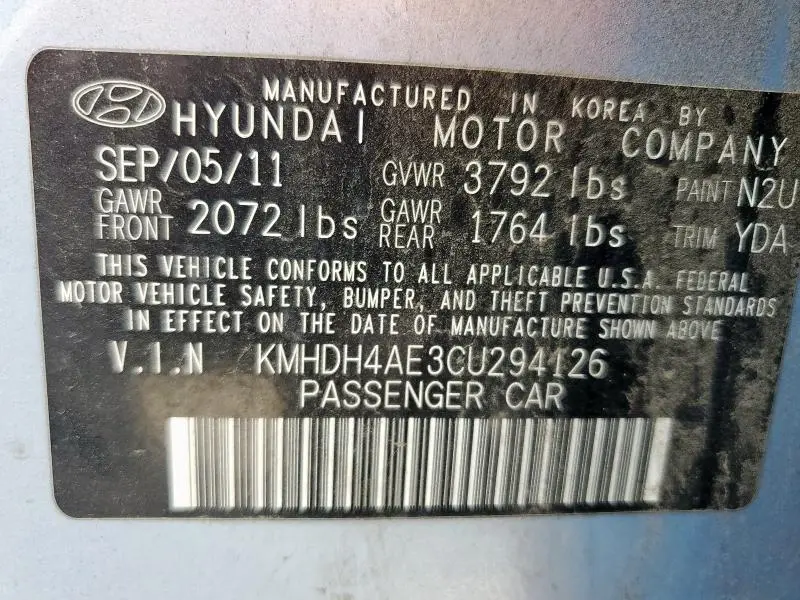2012 HYUNDAI ELANTRA GLS