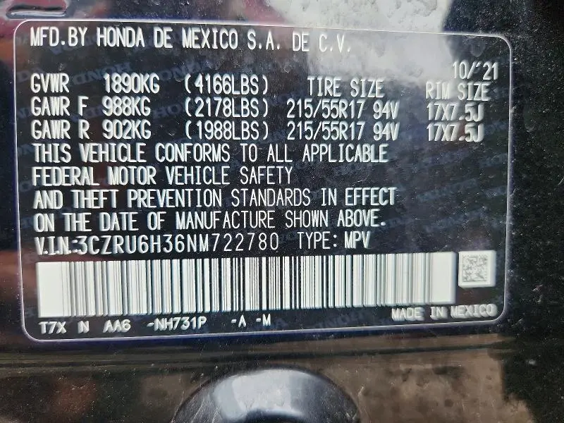 2022 HONDA HR-V LX  
