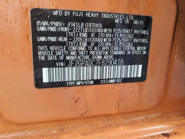 2015 SUBARU XV CROSSTREK 2.0 PREMIUM  