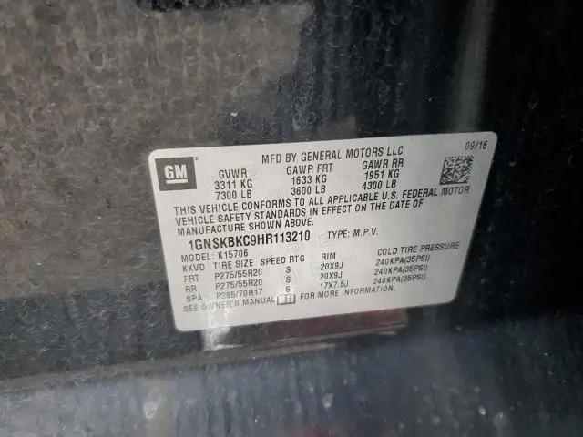 2017 CHEVROLET TAHOE K1500 LT  